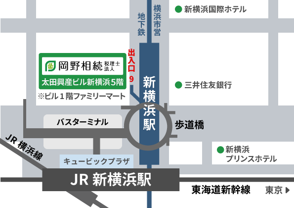 新横浜駅から当税理士法人への地図