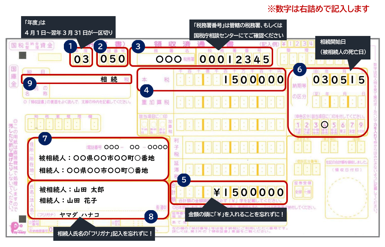 相続税納付書書き方記載例