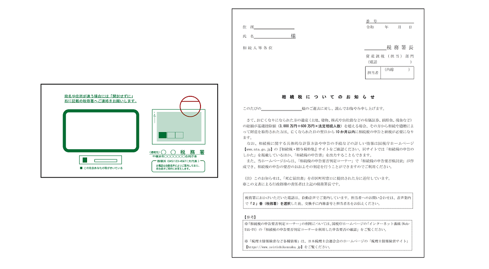 相続税のお知らせ、封筒のイラスト