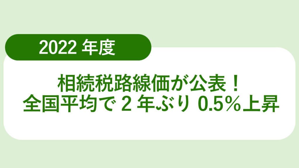 2022路線価公表全国平均で2年ぶり0.5%上昇